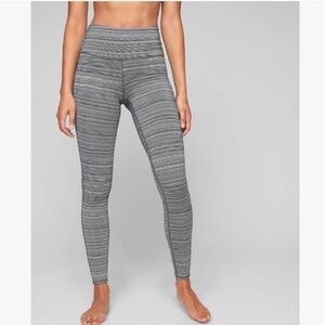 Athleta High Rise Jacquard Chaturanga Tight Black White Grey Textured Legging